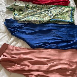 Colorful Silk Scarf and Pants Set